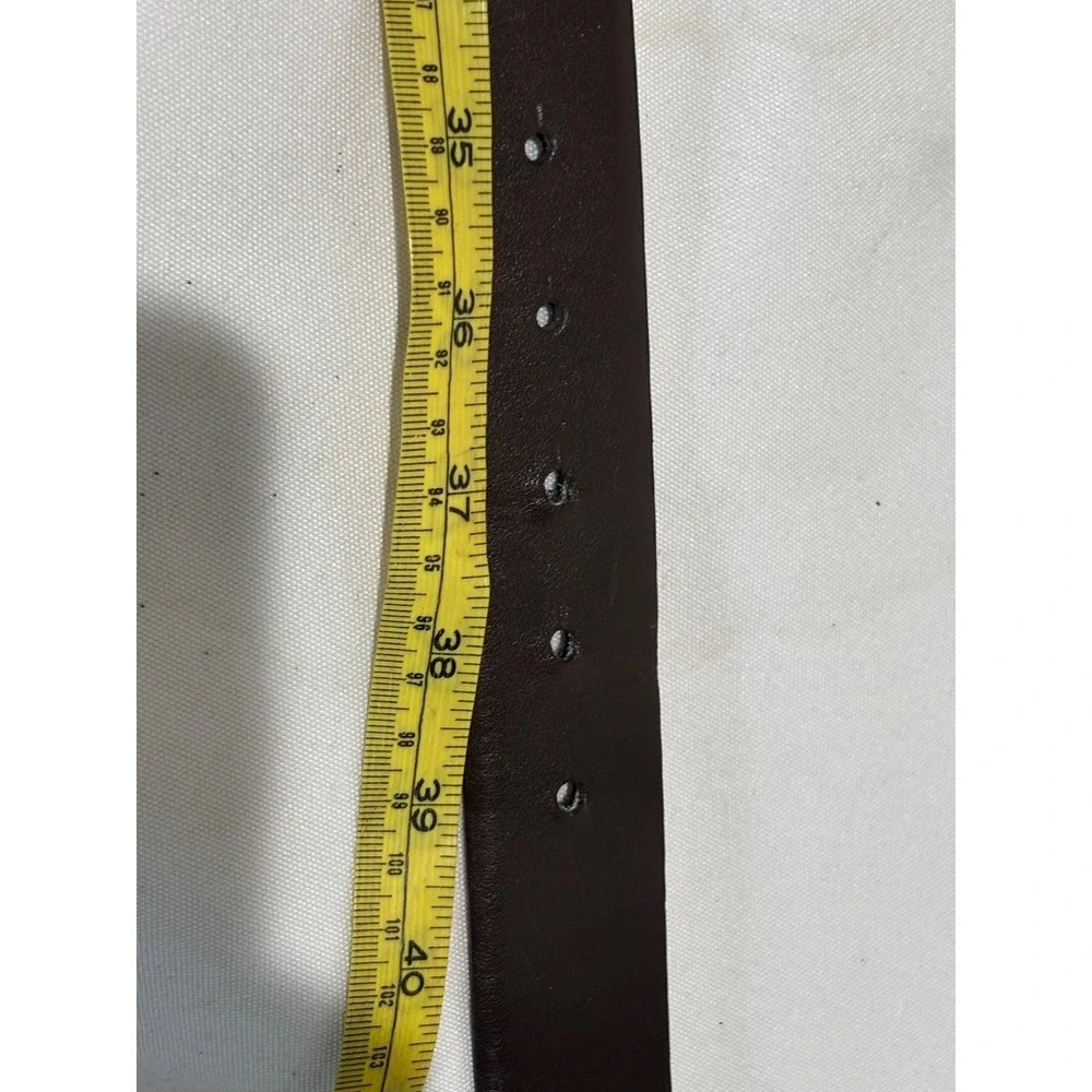 Dark Brown faux Leather Handcrafted Belt Gunmetal Plaque‎ Buckle Size 38/95 ABF